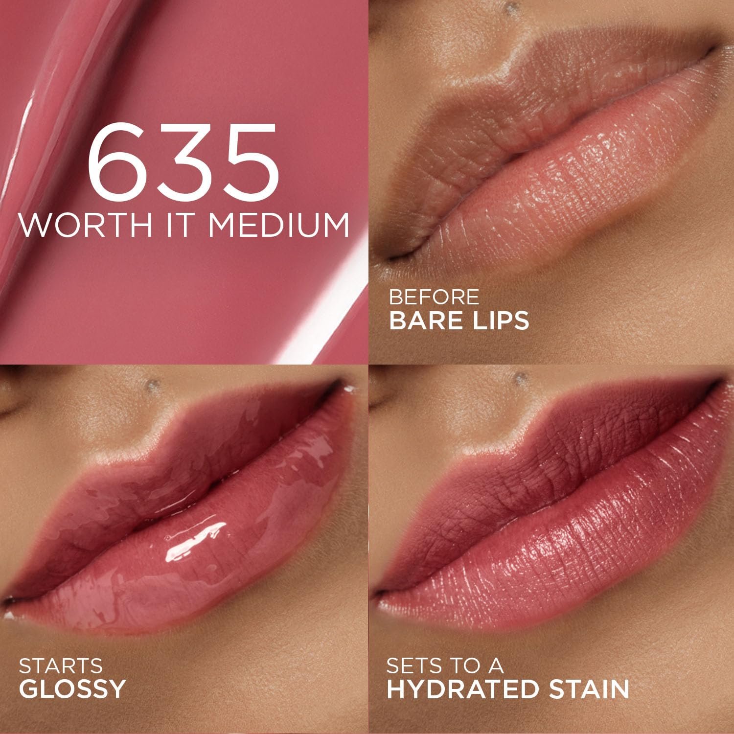 L'Oreal Paris Hyaluron Tint Lip Stain Serum, 635 Le Coral Paris +80% Hydration, Infused with Hyaluronic Acid, High-Shine Tint, Plumper & Fuller Lips, Non-Sticky thumbnail