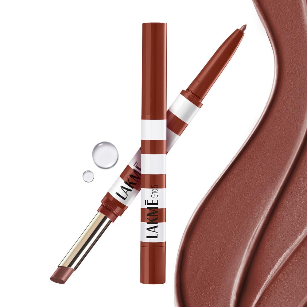 Lakme 9to5 Hya Beach Edit, Lipstick + Liner Duo, Afterhours Nude, Infused with Hyaluronic Acid, Vitamin E, Jojoba Oil, Comfortable Matte Finish, SPF Powered, Hydrating Lipstick, 2+0.2 g thumbnail