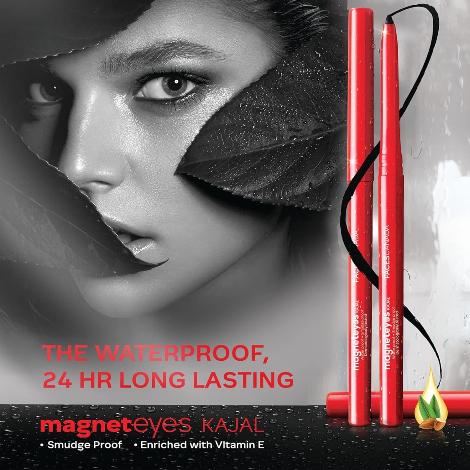 FACES CANADA Magneteyes Kajal - Black  | Waterproof, Smudgeproof & Fadeproof | Deep Matte Finish | Enriched With Almond Oil & Vitamin E thumbnail