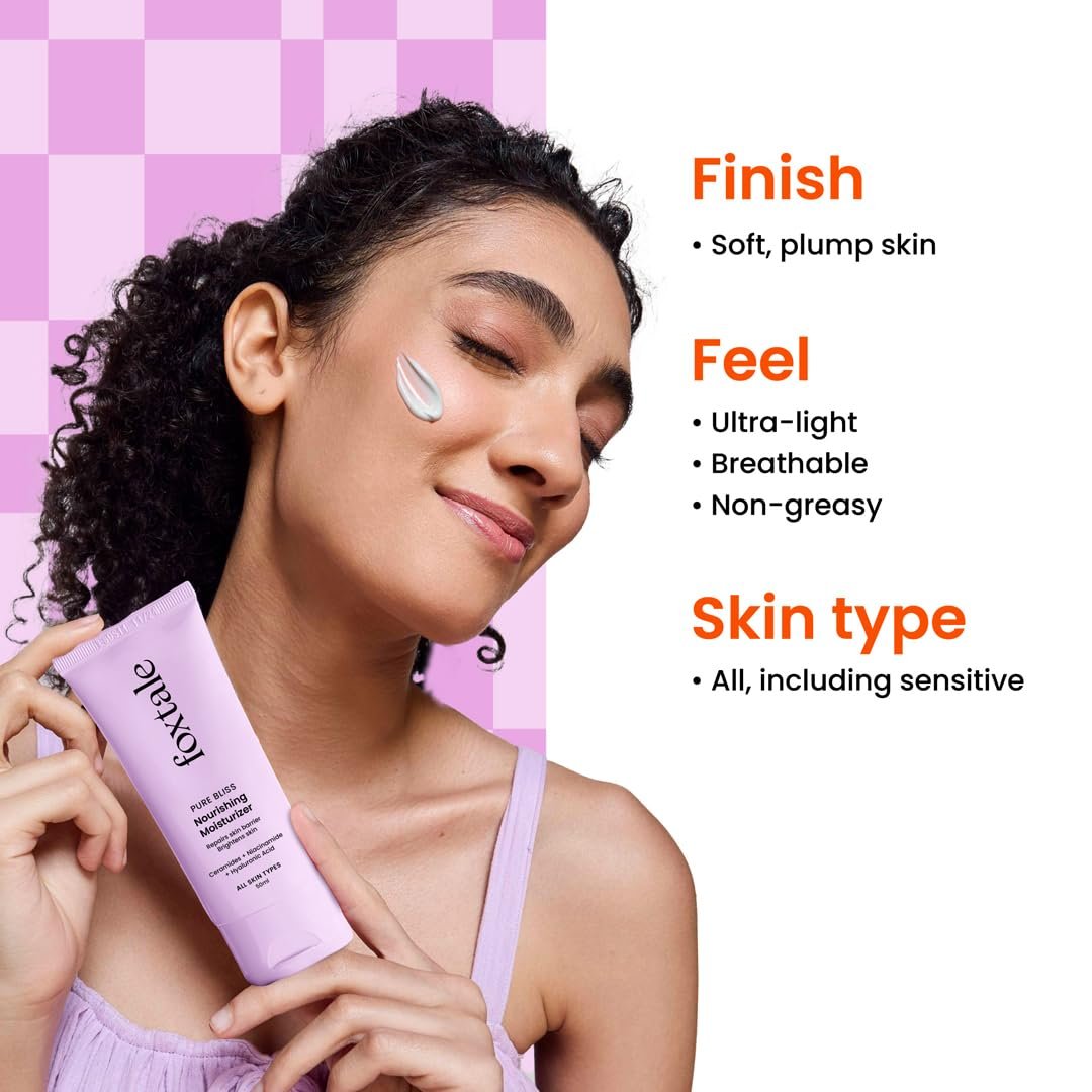 Foxtale Nourishing Ceramide Moisturizer for Dry Skin, 120Hr Hydration,50ml Niacinamide, Kokum Butter, Hyaluronic Acid, Ultra Light, Non Sticky, Nourishes & softens, Without Clogging Pores, U thumbnail