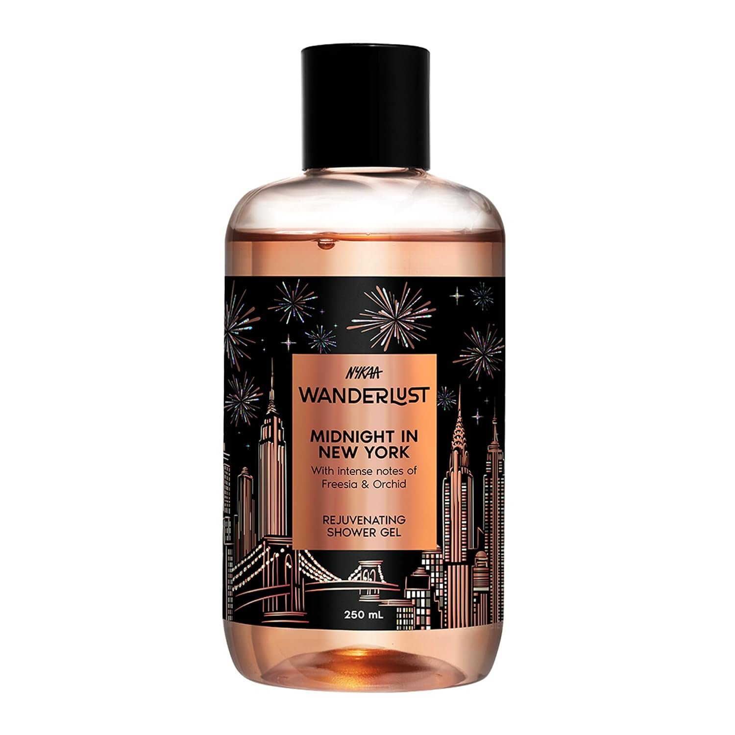 Nykaa Wanderlust Midnight in New York Detan Floral Perfume Body Wash, with Niacinamide, Vitamin E & Glycerine, Orchid & Musk, Shower Gel for Smooth & Soft Skin | 250 ml thumbnail