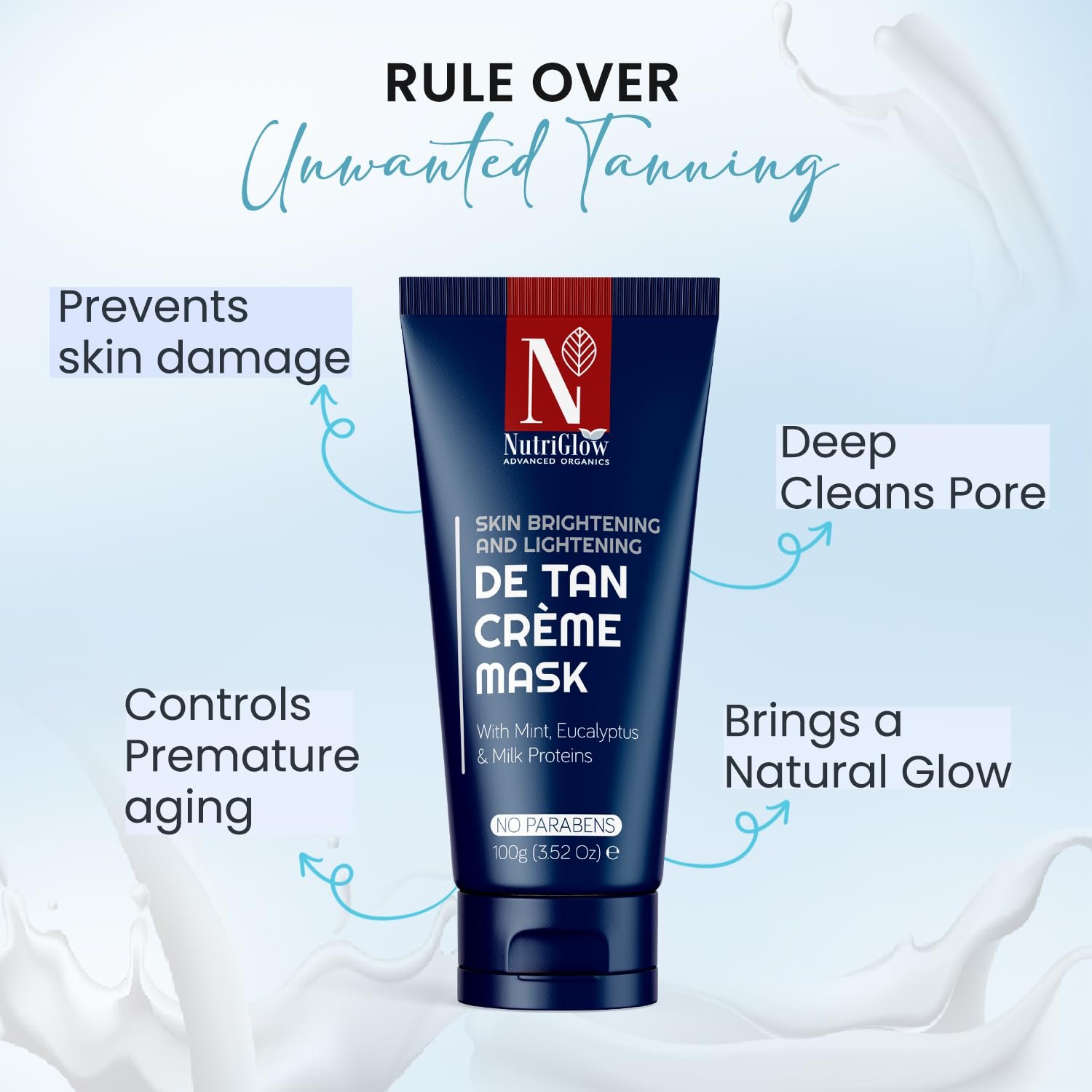 NutriGlow Advanced Organics De Tan Cream Mask Skin Lightning, 100 g thumbnail