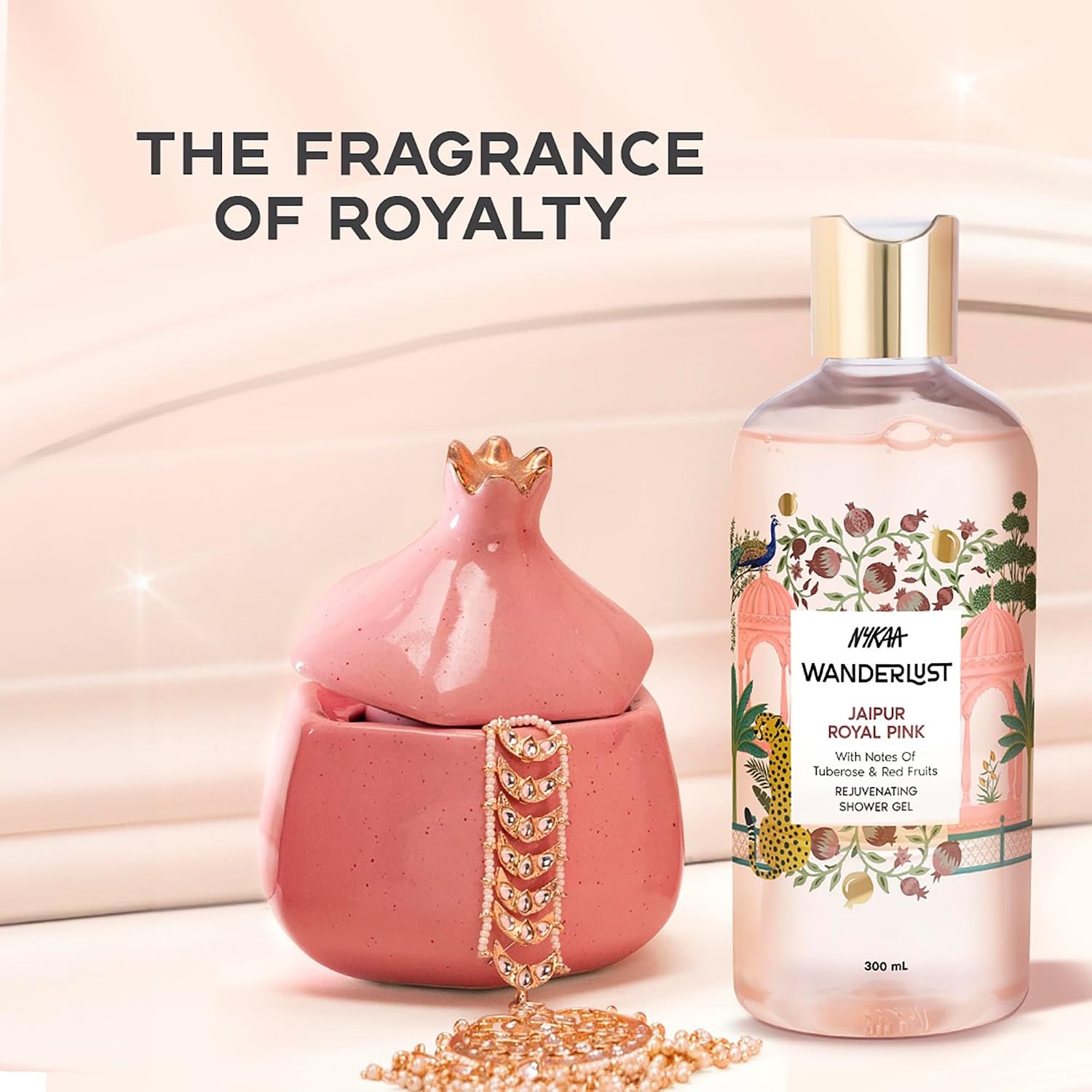 Nykaa Wanderlust Jaipur Royal Pink Fruity Perfume Body Wash, Pomegranate & Musk, Hydrating Shower Gel for Smooth & Soft Skin, Long-lasting Fragrance, No Paraben thumbnail