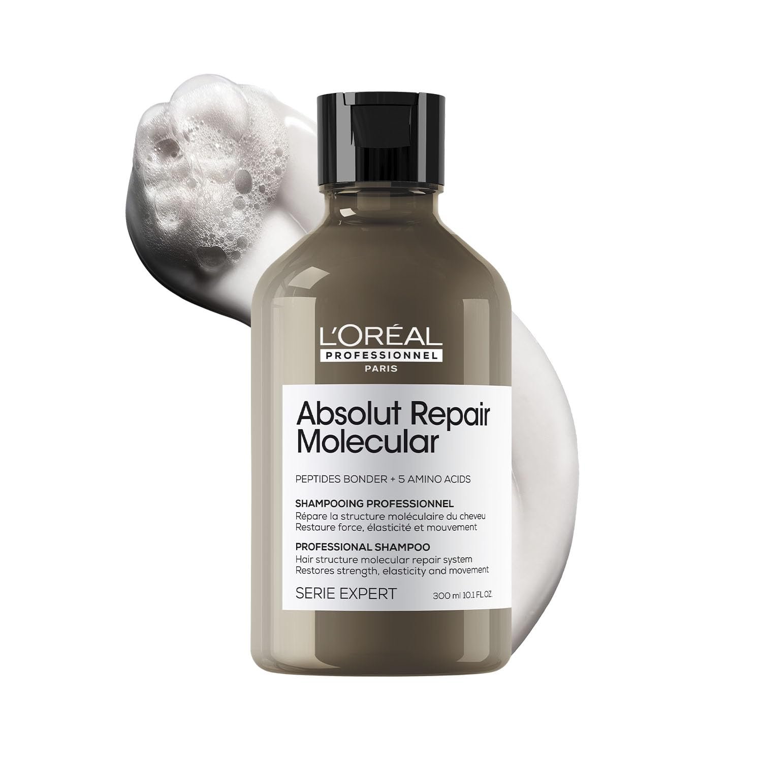 L'Oréal Professionnel Absolut Repair Molecular Sulfate-Free Deep Repairing Shampoo for Damaged Hair - 300 ml | Repairs Very Damaged Hair and Restores Strength With 2% Peptides Bonder thumbnail