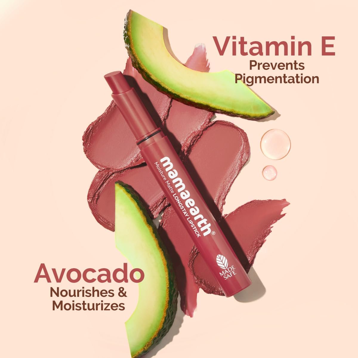 Mamaearth Moisture Matte Longstay Lipstick With Avocado Oil & Vitamin E For 12 Hour Long Stay-05 Bubblegum Nude - 2 G thumbnail