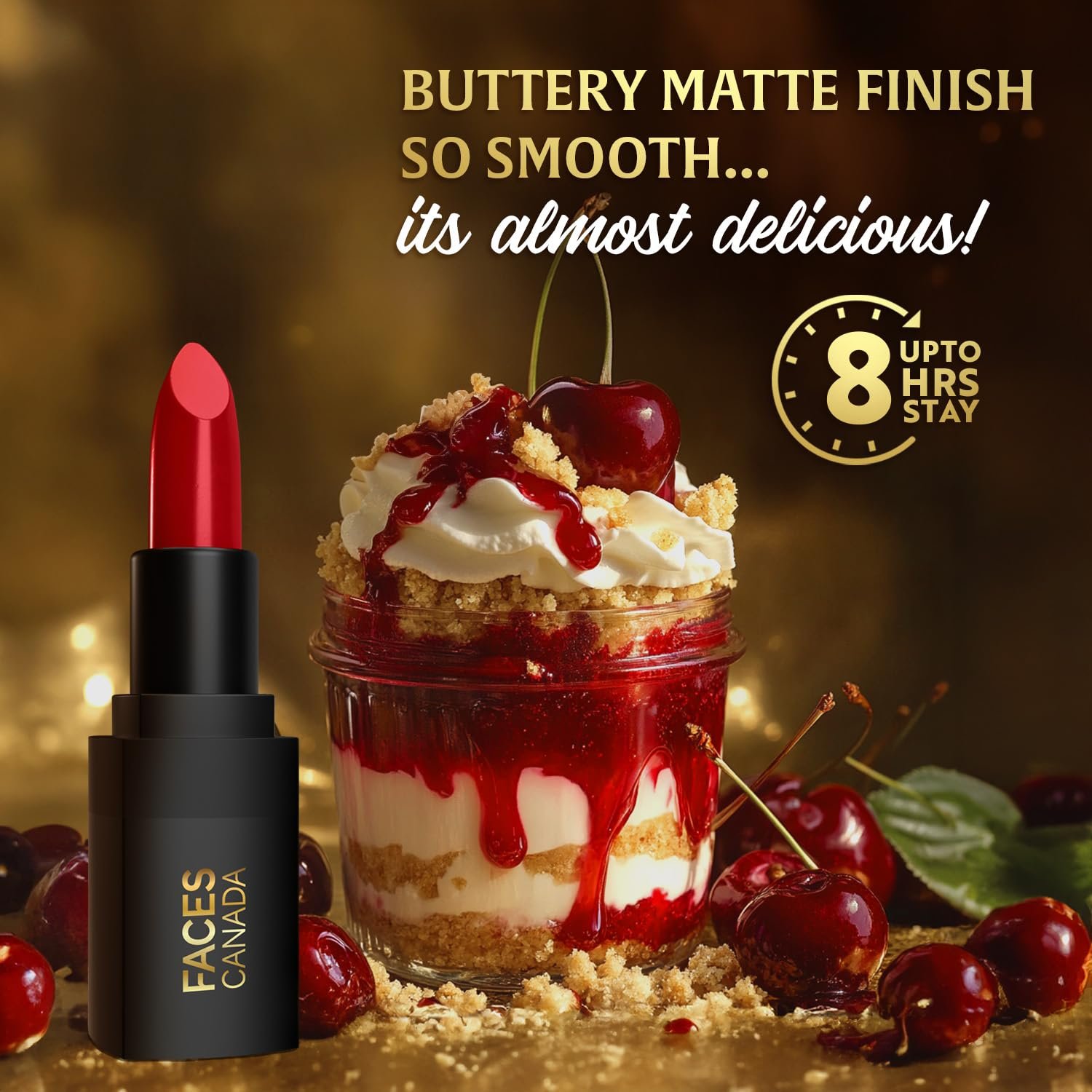FACES CANADA Comfy Matte Wow Bullet Lipstick - Crimson Crème (Red) 4.2g | Smooth Matte Finish | Highly Pigmented | Long Lasting | Super Hydrating | Glides Effortlessly thumbnail
