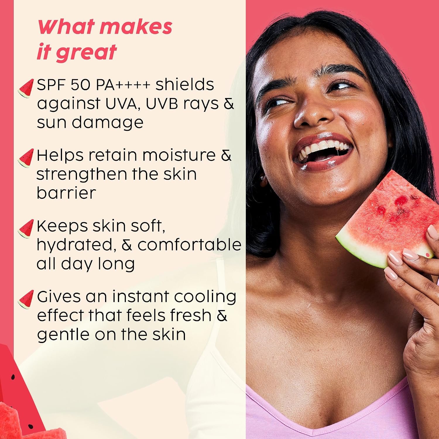 PLIX - THE PLANT FIX Watermelon Hydra-Cool Sunscreen Body Lotion With SPF 50 | PA++++ | Ceramides, Cica, Aquaxyl & Frescolat® ML | Lightweight 2-in-1 Body Lotion + Sunscreen (Pack of 1, 150m thumbnail