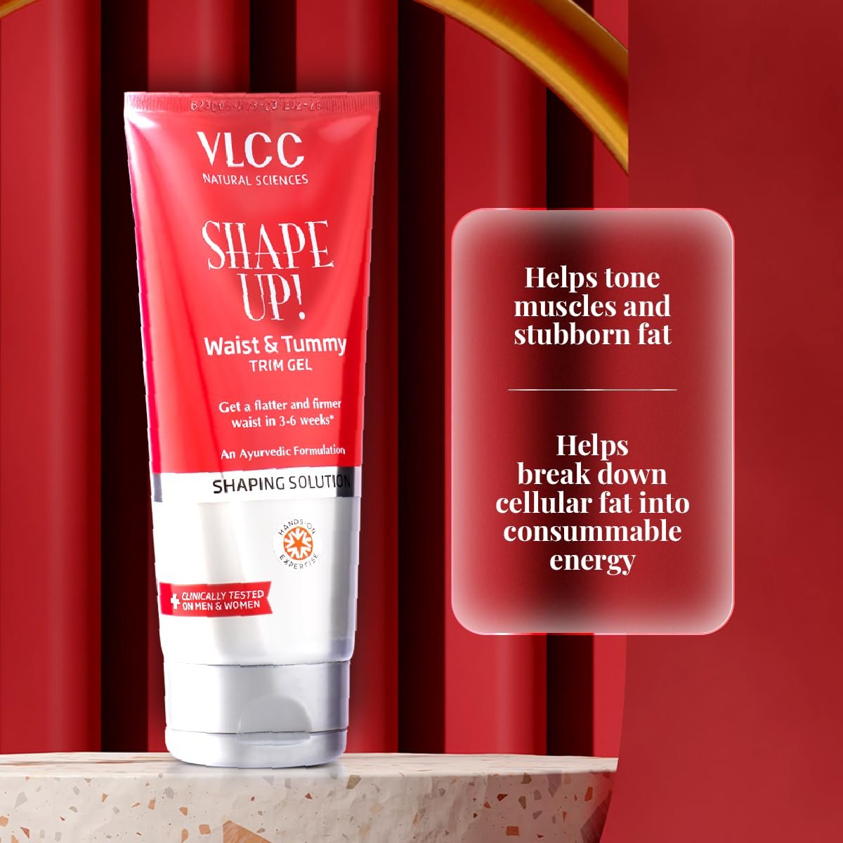 VLCC Shape Up Waist & Tummy Trim Gel - 200g | For a Flatter and Firmer Waist | Helps tone Muscles and Stubborn Fat | Helps break down Cellular Fat thumbnail