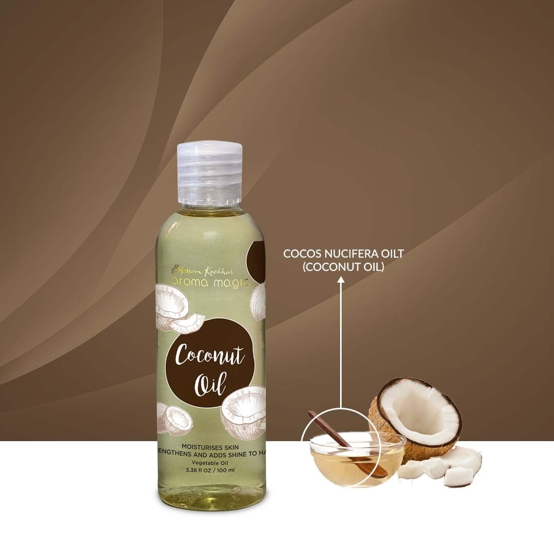 Aroma Magic Coconut Oil Hydrates & moisturises your skin, strengthens hair with shine, & heals burns, wounds and infections -100ml thumbnail