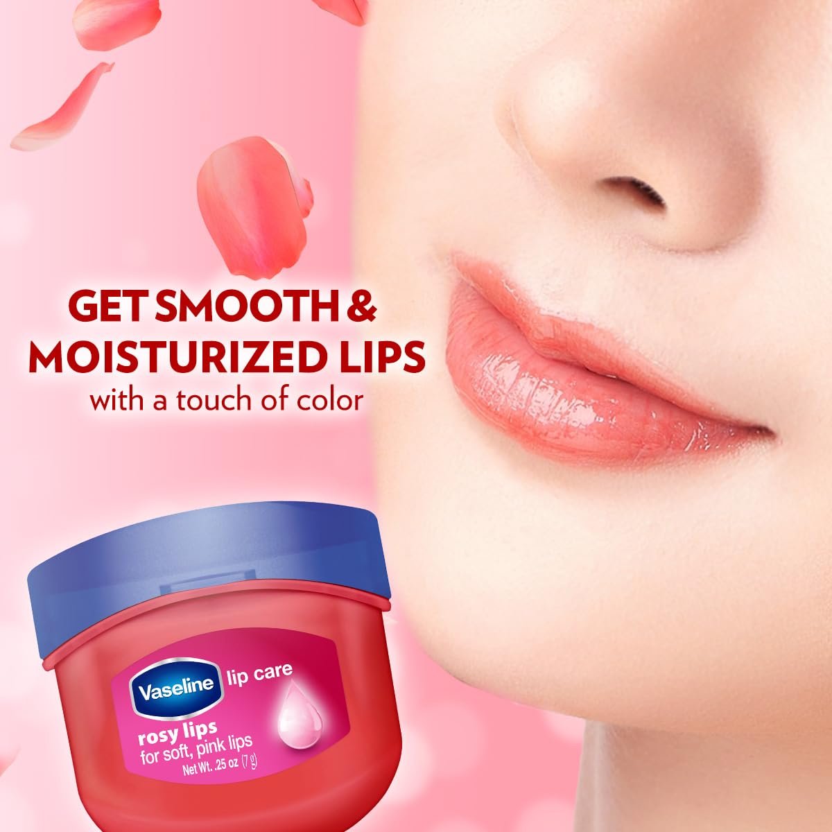 Vaseline Lip Therapy Rosy Lips | Tinted Balm for Soft Pink Finish | 72Hr Moisturization | Rosy Floral Fragrance | 7g thumbnail