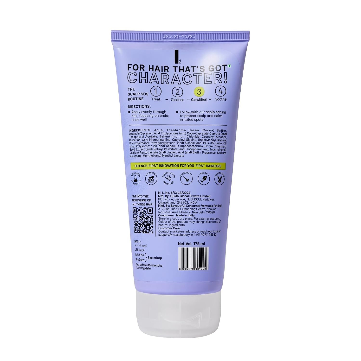 Moxie Beauty Moisture Restoring Conditioner with Cocoa Butter Biotin 175 ml Silicone-Free Conditioner | Cocoa Butter & Biotin | Deep Hydration, Softness & Smoothness | Lightweight Formula thumbnail
