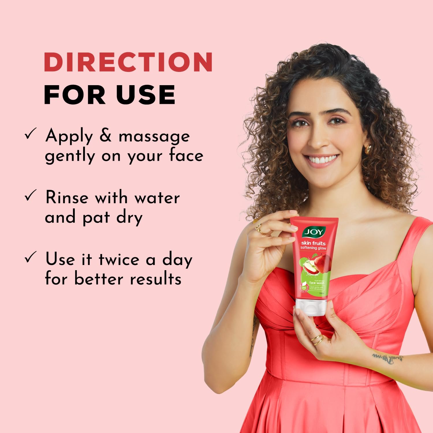 Joy Skin Fruits Apple Face Wash for Glowing Skin | Softens, Moisturises & Nourishes | Natural AHAs, No Sulphates, Paraben Free | All Skin Types, Men & Women - 150ml thumbnail