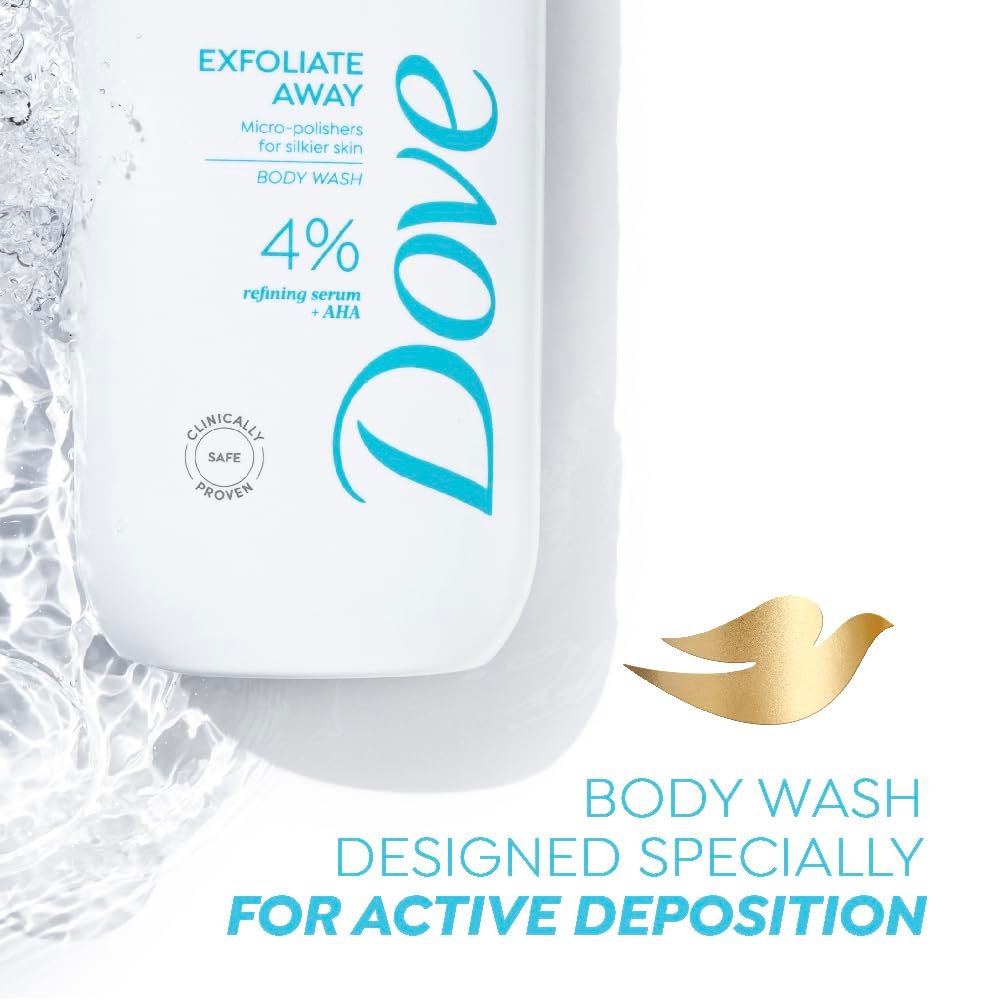 DOVE Exfoliate Away Serum Body Wash, 300 ml, for Refined and Silky Skin, with 4% Refining Serum + AHA, Dermatologist Co-Created, Paraben & SLS Free thumbnail