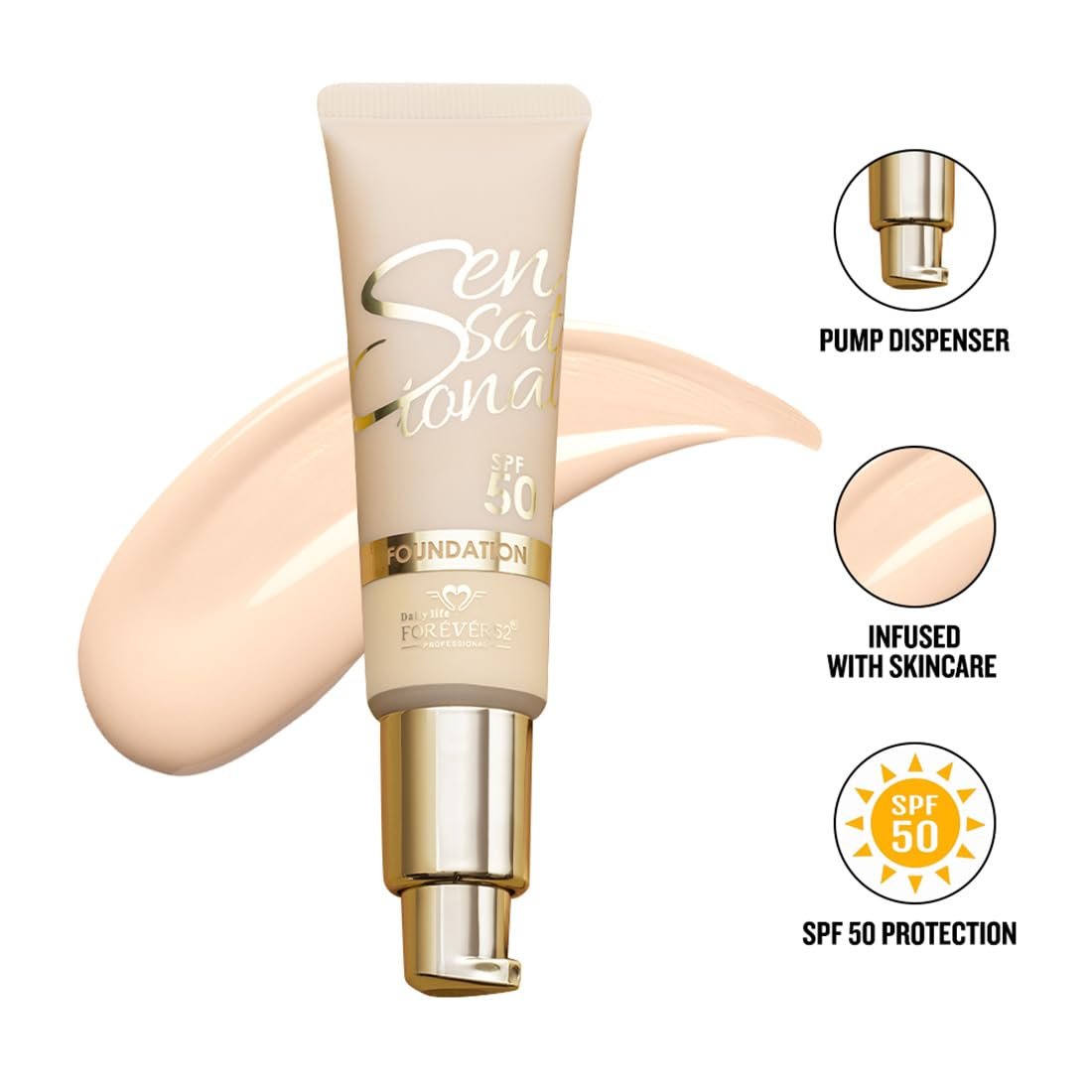Daily Life Forever52 Sensational Liquid Foundation | SPF 50+, Full Coverage with Hyaluronic Acid, Niacinamide & Vitamin E | 12HR Radiant, Long-Lasting Finish thumbnail