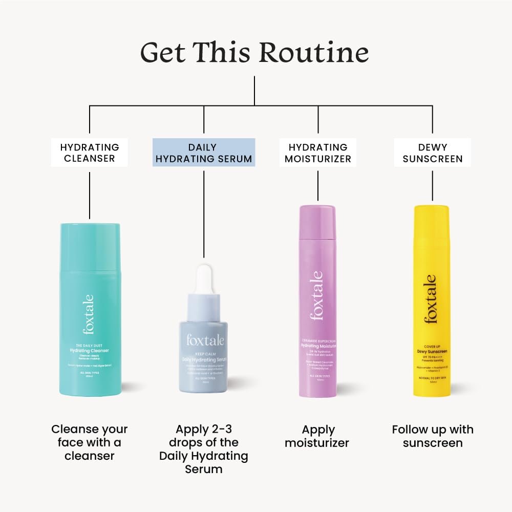 FoxTale Hyaluronic Acid Serum For Plump,Glowing Skin With Vitamin B5,Betaine|Intense 24-Hour Hydration,Brightening| thumbnail
