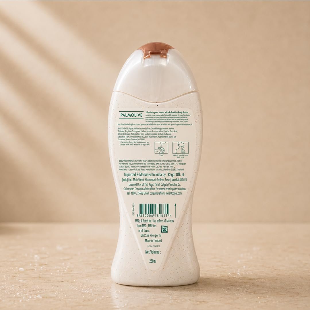 Palmolive Coconut Joy Body Wash, 250ml Crème Based Exfoliating Body Scrub based Bodywash Bottle, Apricot Seed ,Crushed Coconut & Jojoba Butter Extracts For Smooth Skin, PH Balanced Bodywash thumbnail