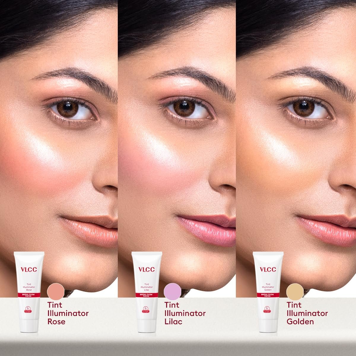 VLCC Bridal Glow Facial Kit - 49g, With Hyaluronic Acid, Niacinamide & Vitamin C. At home facial with 3 Illuminator Strobe Creams - Gold, Lilac, Rose. thumbnail