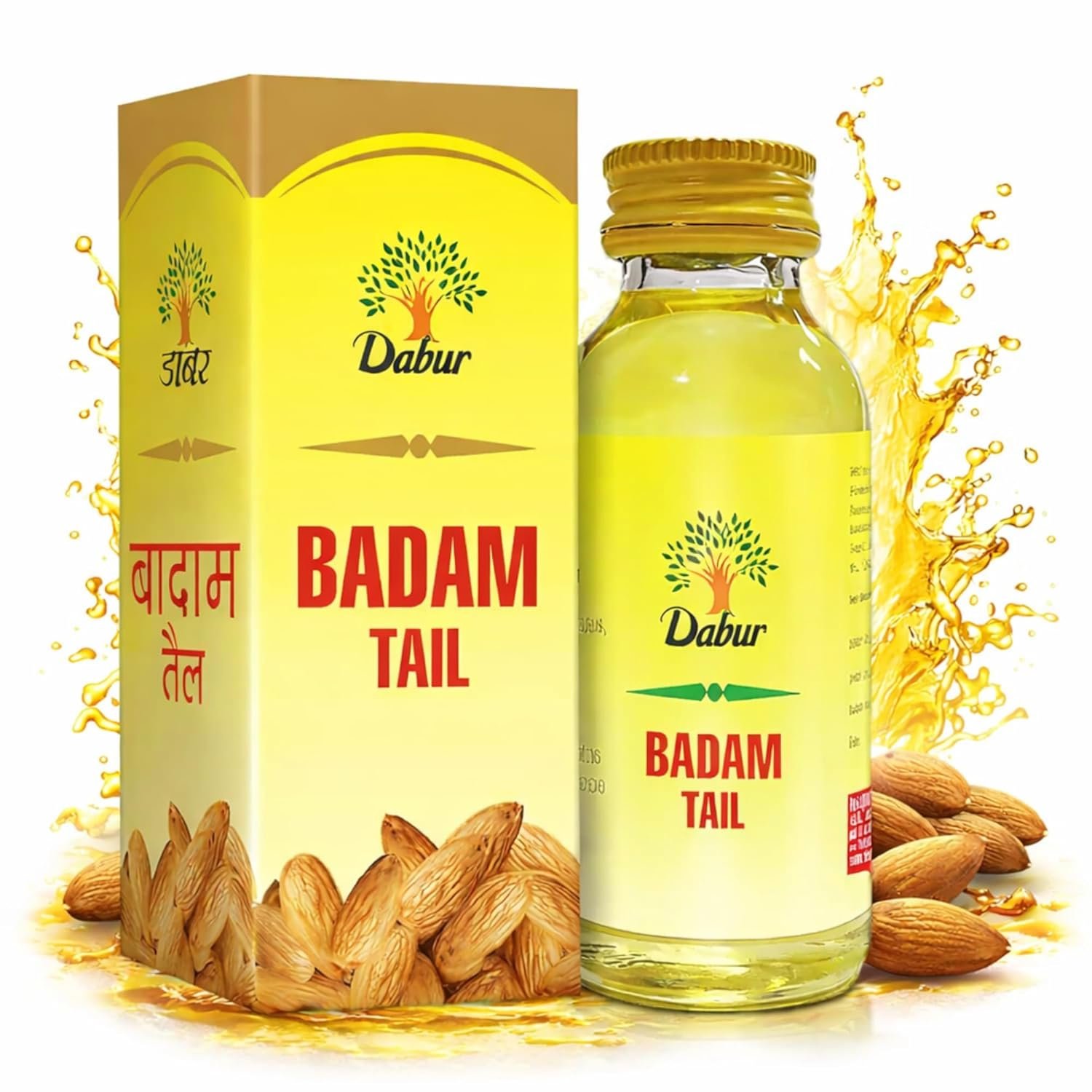 Dabur Badam Tail : 100% Pure | Sweet Almond Oil| Rich in Vitamin -E for Healthy Skin , Hair and Body -50ml