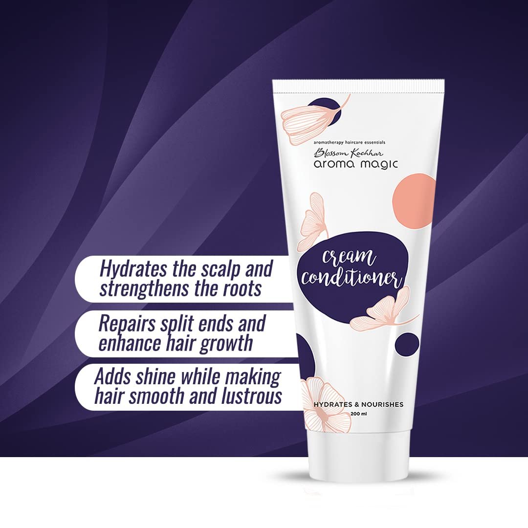 Aroma Magic Cream Conditioner | for Split Ends, Dry Scalp & Dull Hair| Boost Hair Growth & Add Shine| Rosemary & Argan oils, Green tea, Carrot seed & Aloe Vera 200ml thumbnail