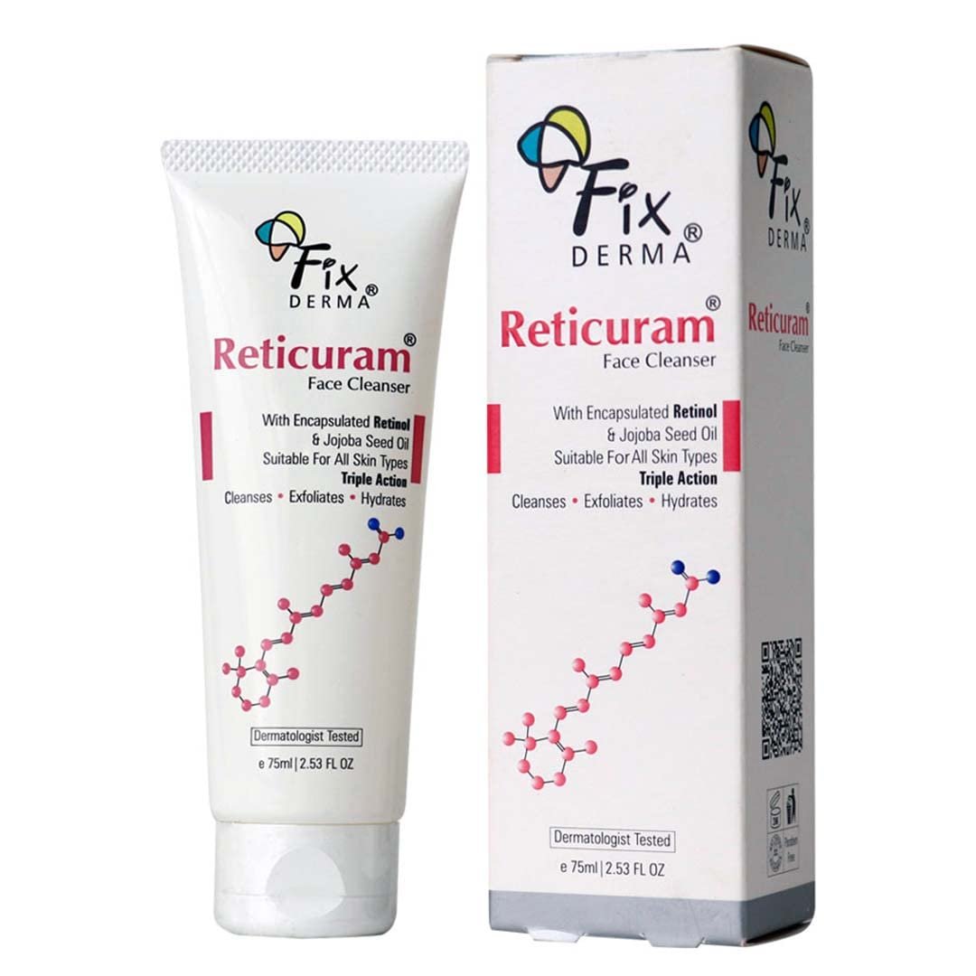 Fixderma 0.05% Retinol Reticuram Face Cleanser , Anti Ageing, Retinol Face Cleanser, Regulates Sebum Production, Deep Pore Cleansing, Soap Free face wash with jojoba oil 50ml