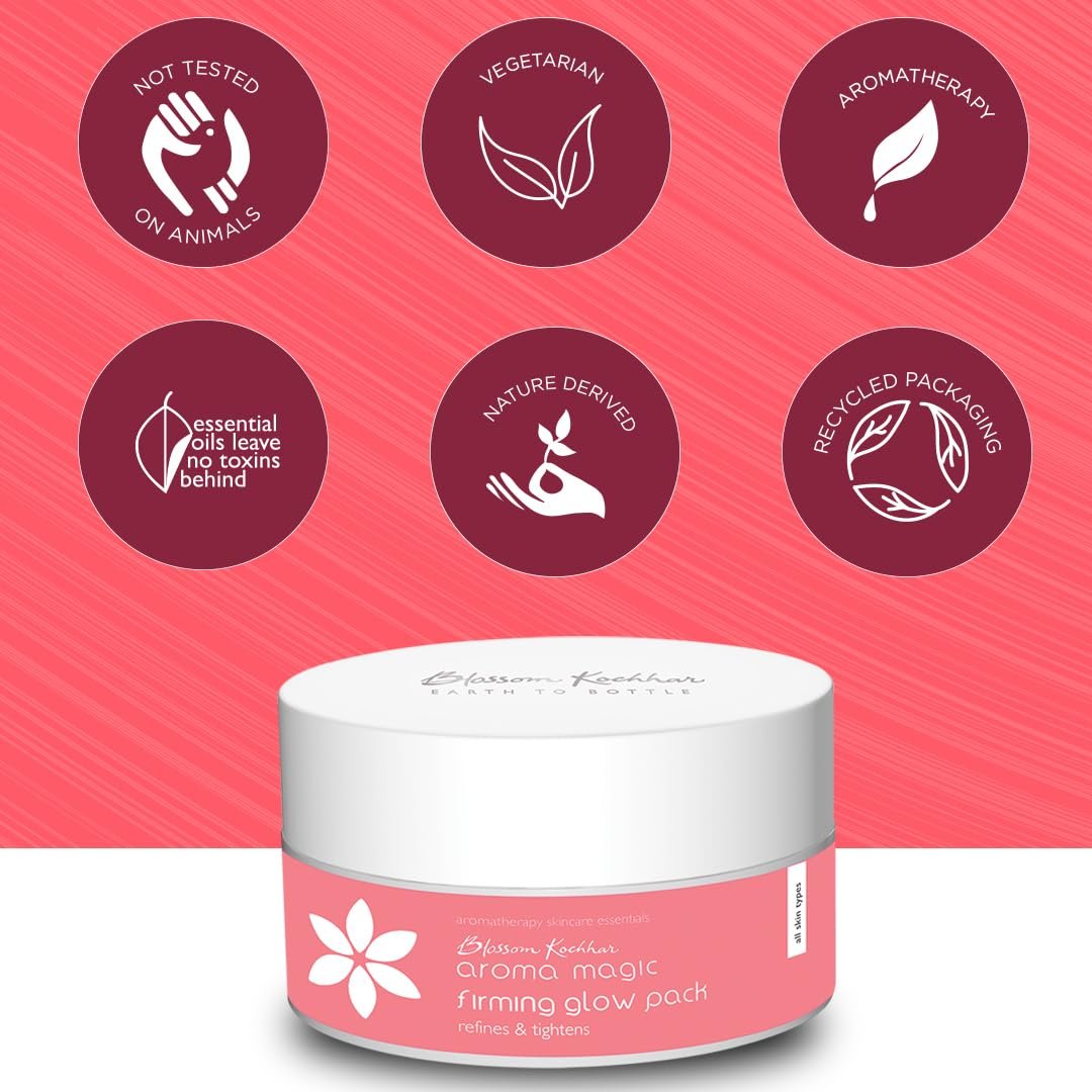 Aroma Magic Firming Glow face Pack | Extract of Aloe Vera & Orange Peel | Essential Oils Lavender, Rose & Lotus | Skin Brightening | Reduce dark spots | for Men & Women | 35g thumbnail