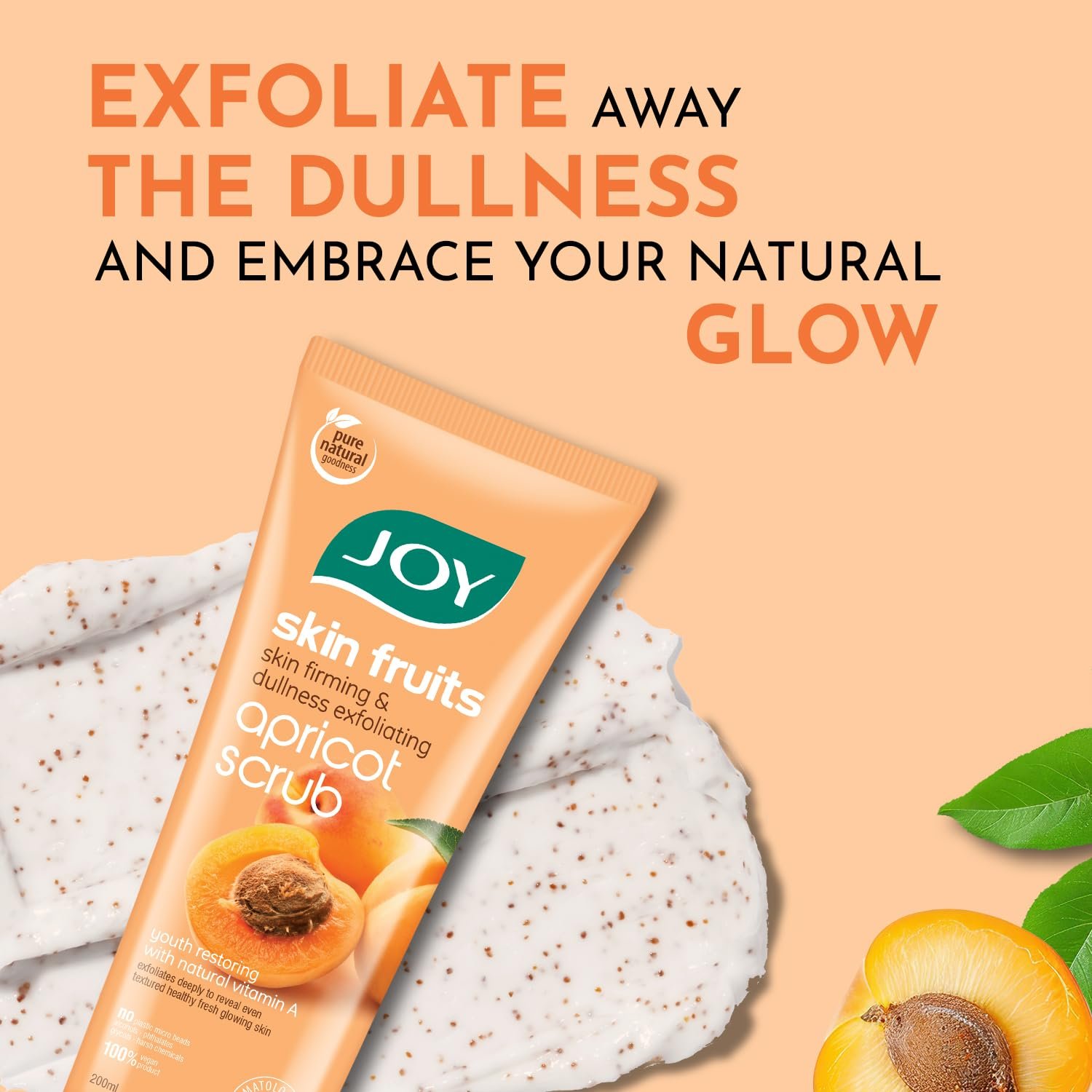 Joy Apricot & Walnut Face & Body Scrub for Blackheads Removal (200gm) | Exfoliating Scrub For All Skin Types | Removes Tan & Dead Skin | 100% Vegan & Gentle on Skin thumbnail