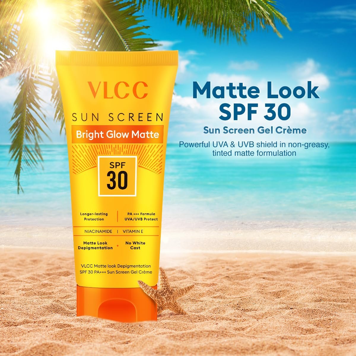 VLCC Bright Glow Matte SPF 30 Sunscreen with PA+++ | Non-Greasy Tinted Formula with Niacinamide, Vitamin E & Grapefruit Extract | 50g thumbnail