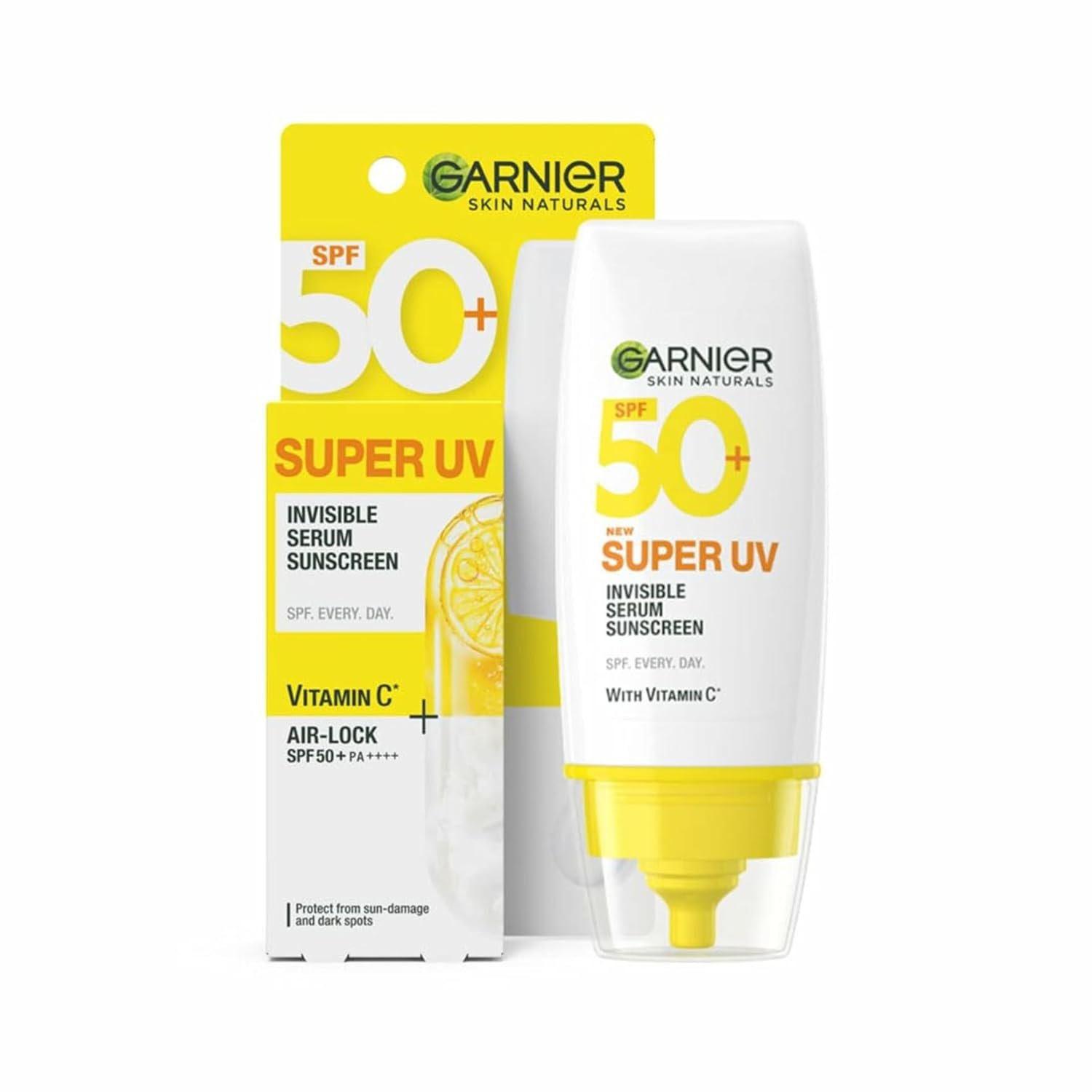 Garnier Super UV Invisible Serum Sunscreen SPF 50 PA++++ UVA/B, 30ml SPF 50 PA++++ UVA/B for Broad Spectrum | Lightweight with Vitamin C | For Men & Women