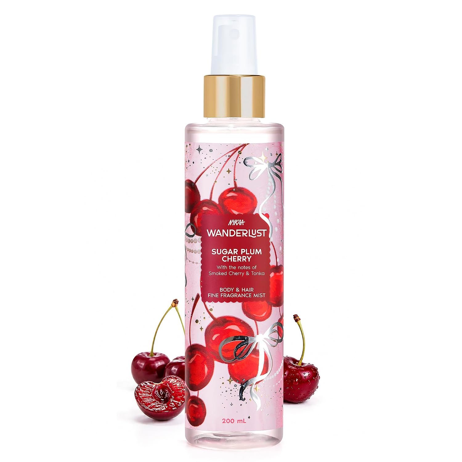Nykaa Wanderlust Sugar Plum Cherry Perfume Body & Hair Mist, Notes of Cherry & Raspberry, 8 Hrs Long-Lasting Everyday Fragrance, 200 ml thumbnail