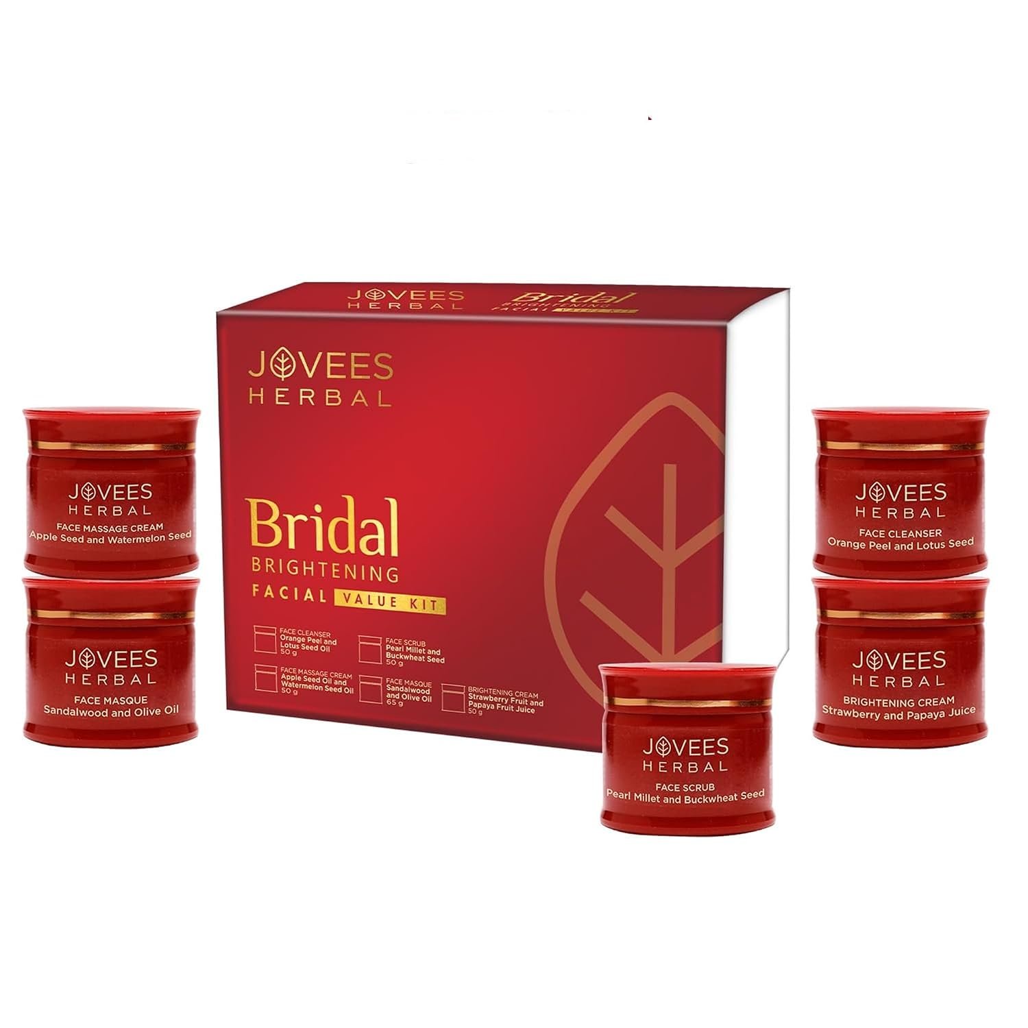 Jovees Herbal Bridal Brightening Facial Kit For Brighter & Radiant Glow With 5 Easy Steps | Kit for Reduced Pigmentation Improves Uneven Skin Tone, Dark Spots & Dullness- Multiple Use thumbnail