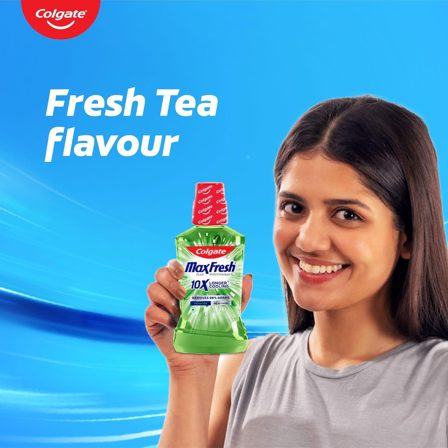 Colgate Plax Fresh Tea Mouthwash, 0% Alcohol, Antibacterial Mouth Wash for Bad Breath, Cavity Protection & Germ Defense for Adults, 250ml thumbnail