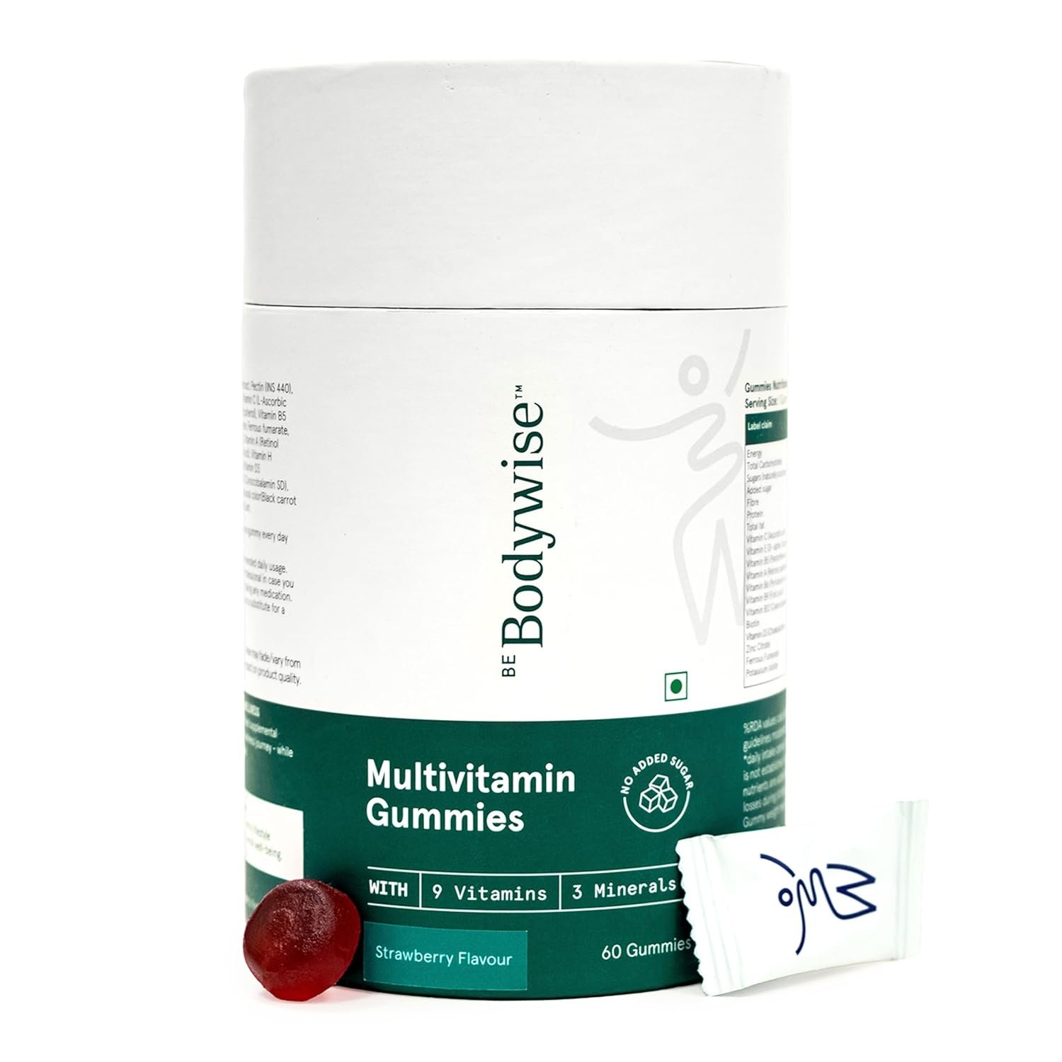 Be Bodywise Multivitamin Gummies | 60 Day Pack | With Fibre, Zinc, Iron & Biotin | Vitamin D3, B6, E & A | Boosts Energy & Stamina, Improves Immunity & Skin Health | No Added Refined Sugar thumbnail