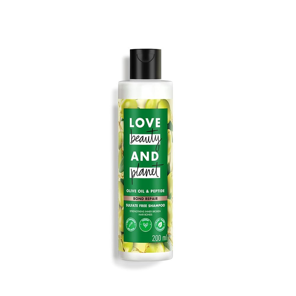 Love Beauty & Planet Olive Oil & Peptide Bond Repair Shampoo | Sulfate-Free & Paraben-Free Hair Cleanser for Damaged Hair | Helps Strengthen, Smooth & Improve Hair Manageability | 200ml thumbnail