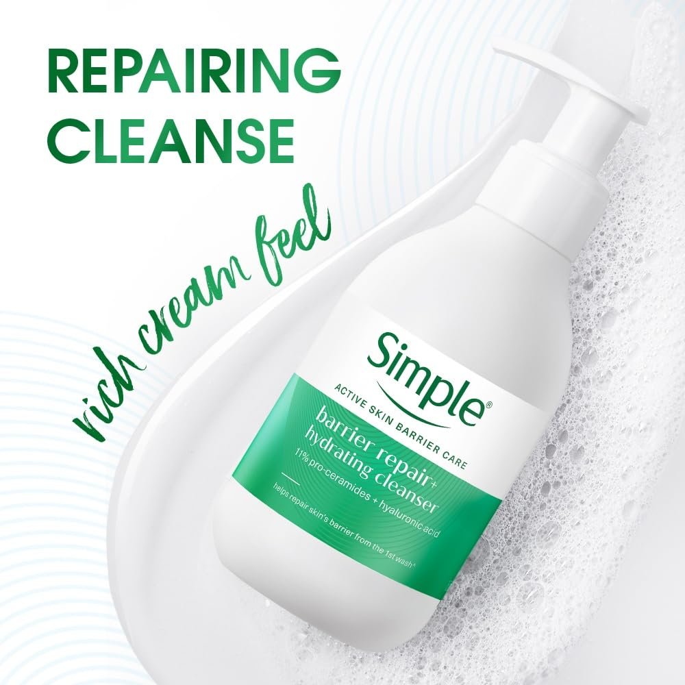 Simple Barrier Repair+, Hydrating Cleanser, Face Wash, 150ml, for Dry and Sensitive Skin, with 11% Ceramide Boosters, Soap-Free, for Women thumbnail
