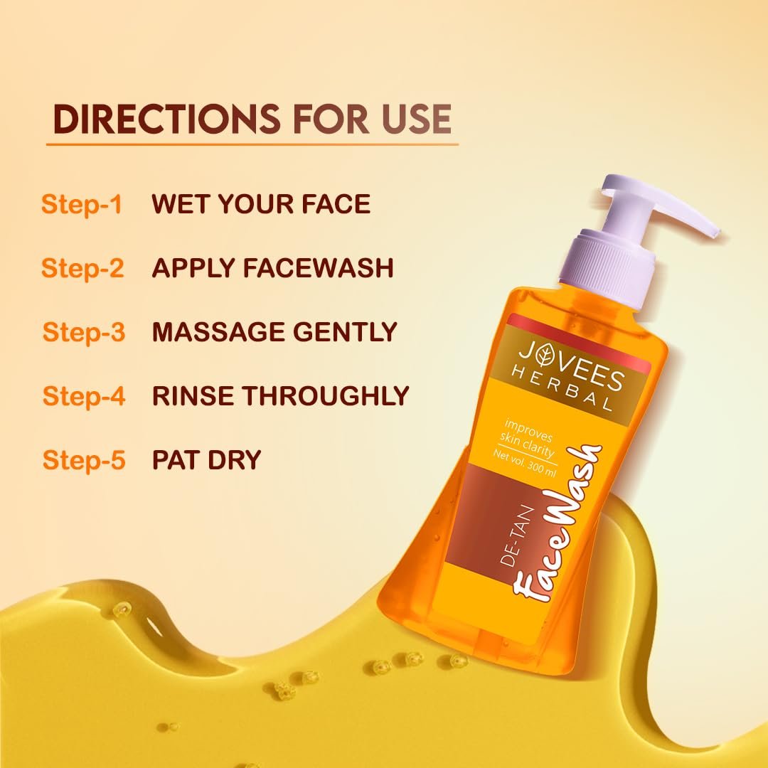 Jovees Herbal Detan Facewash For Glowing and Clear Skin With Liquorice & bearberry Ext. | Gentle Cleanser For Brighten, Even Tone and Hydrates Skin | Suitable for All- 300ml thumbnail