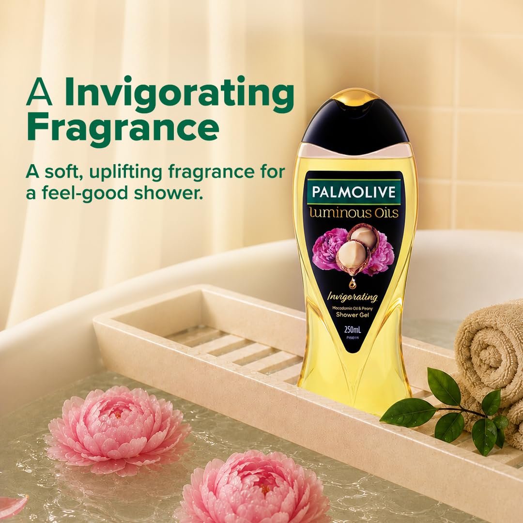 Palmolive Macadamia Oil & Peony Luminous Oils Invigorating Body Wash | Brightening & Moisturizing |Youthful skin | No paraben & silicones, pH balanced, Body Wash 250ml thumbnail