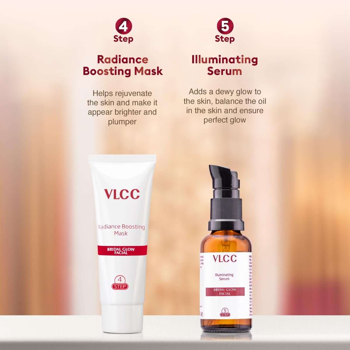 VLCC Bridal Glow Facial Kit - 49g, With Hyaluronic Acid, Niacinamide & Vitamin C. At home facial with 3 Illuminator Strobe Creams - Gold, Lilac, Rose. thumbnail