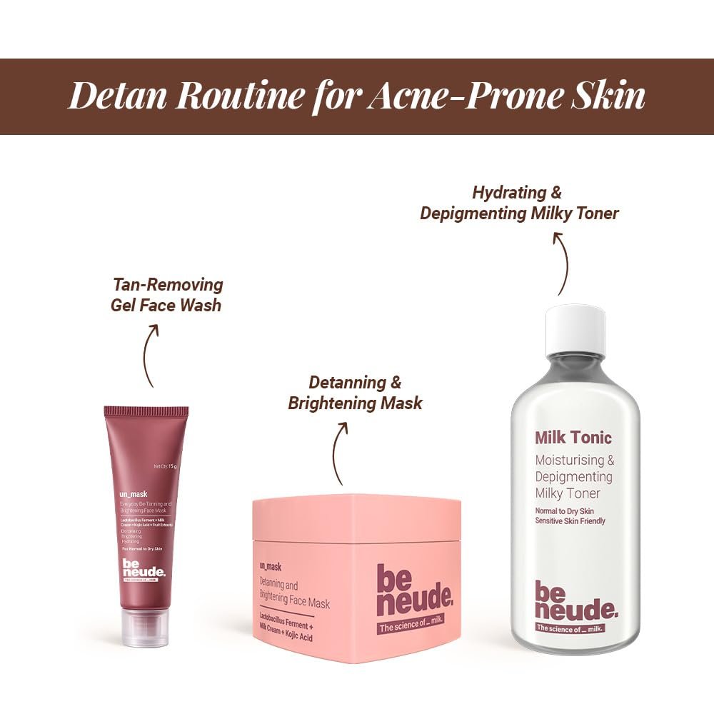 Be Neude un_mask Instant De-Tanning, Hydrating & Brightening Face Mask | Dry Skin-Friendly Facial Mask for Smooth, Soft & Radiant-Looking Skin | 15ml thumbnail