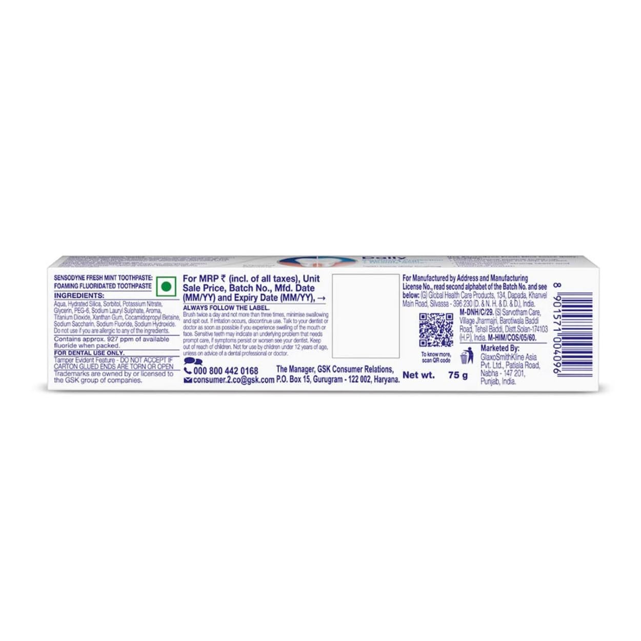 Sensodyne Toothpaste Fresh Mint | Daily Sensitivity Relief Tooth Paste Pack of 1 - 75gm | thumbnail