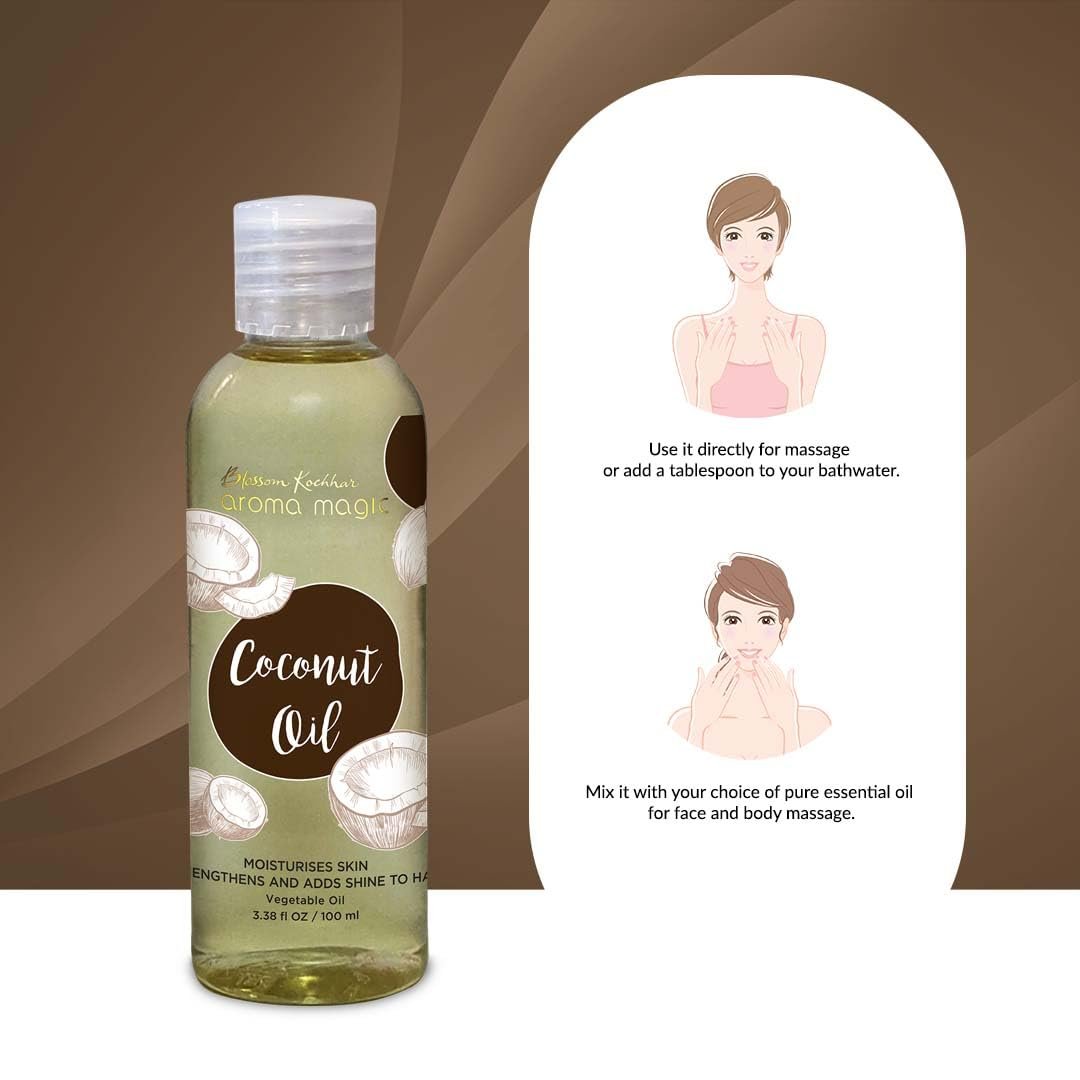 Aroma Magic Coconut Oil Hydrates & moisturises your skin, strengthens hair with shine, & heals burns, wounds and infections -100ml thumbnail