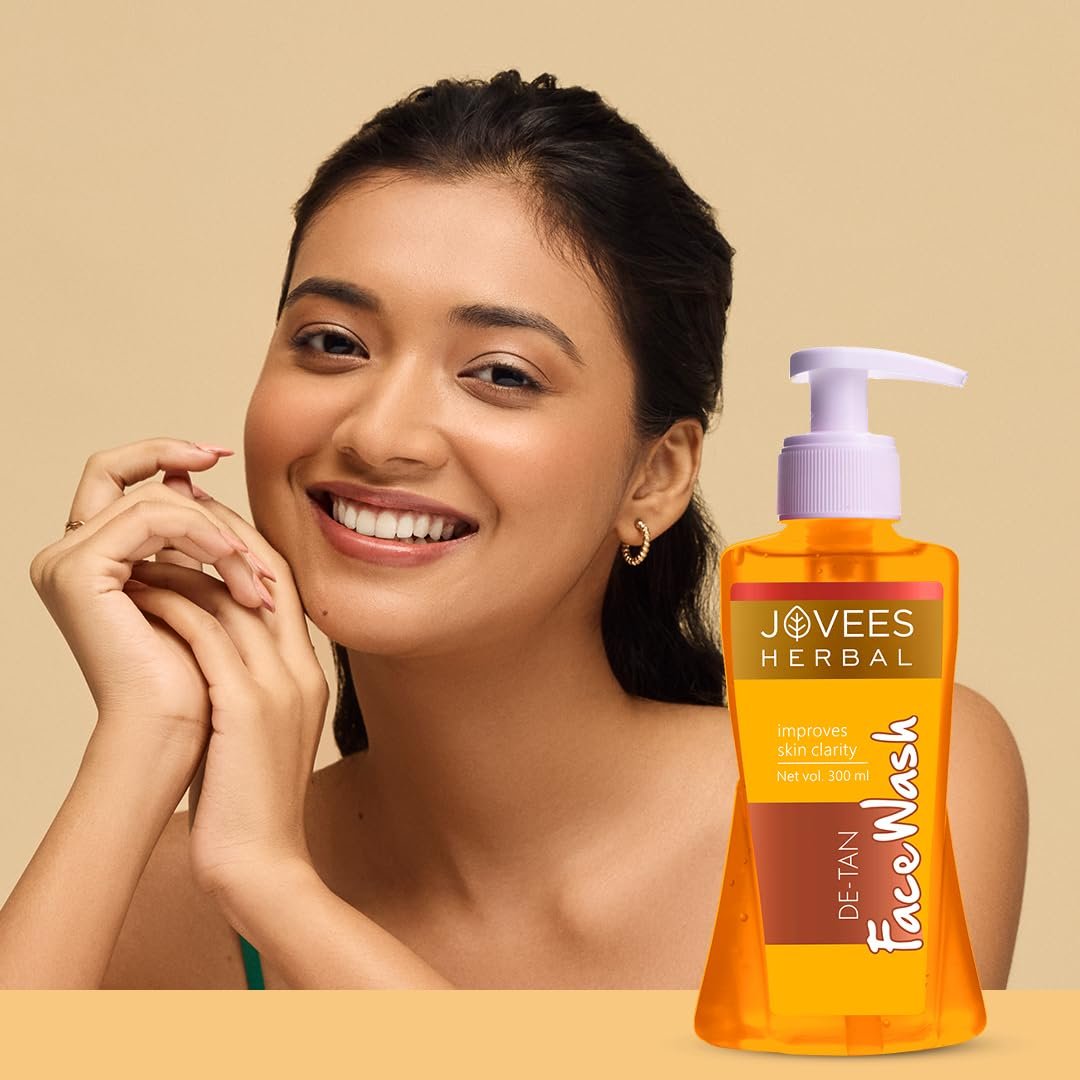 Jovees Herbal Detan Facewash For Glowing and Clear Skin With Liquorice & bearberry Ext. | Gentle Cleanser For Brighten, Even Tone and Hydrates Skin | Suitable for All- 300ml thumbnail