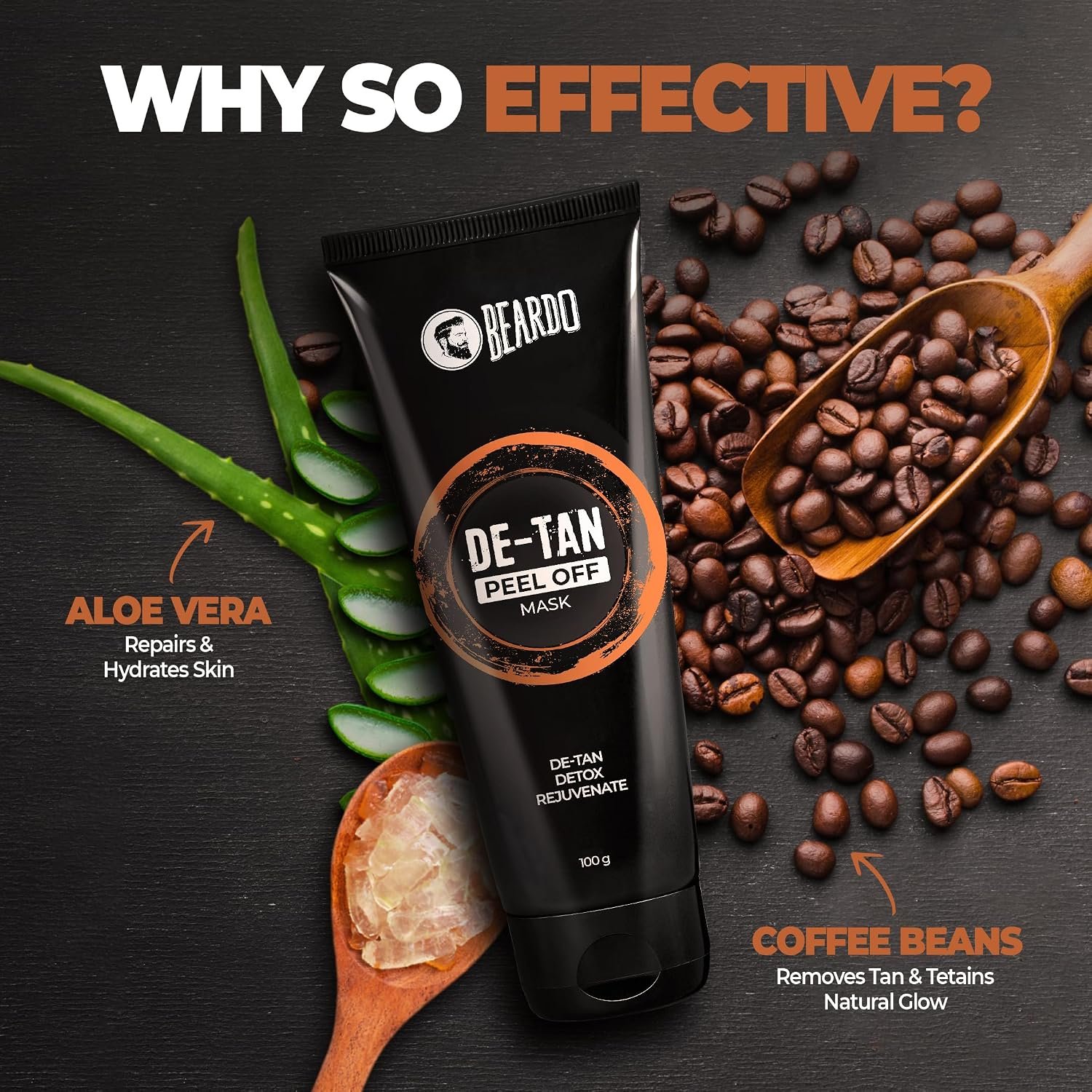 Beardo DeTan Peel off Face Mask for Men, 100g | Coffee Extract to Remove Tan & Deep Cleansing, Face Mask for Glowing Skin thumbnail