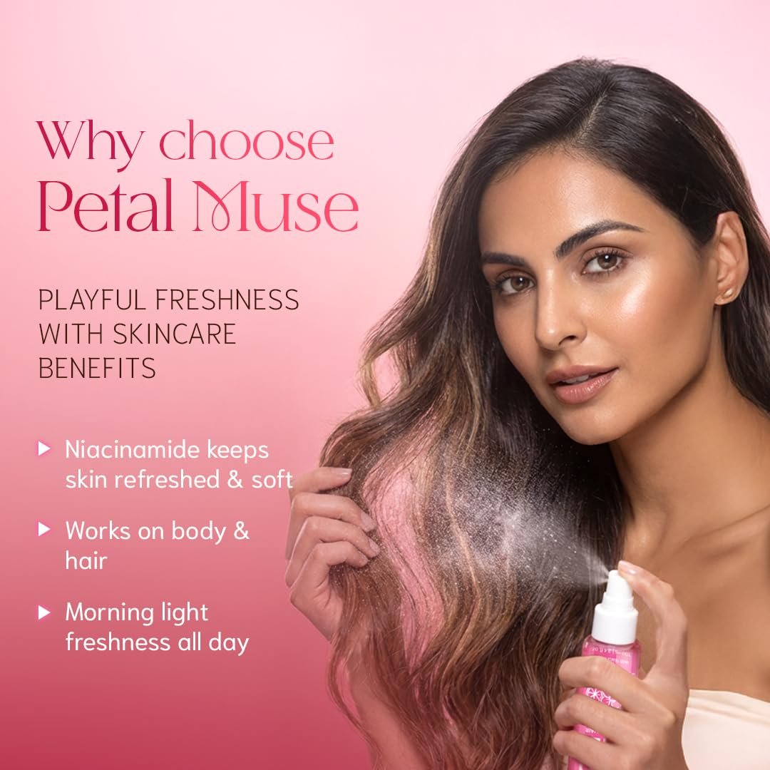 WOW Skin Science Petal Muse Body & Hair Perfume Mist for Women | Feminine Floral Rose Musk with Niacinamide | 100ML thumbnail