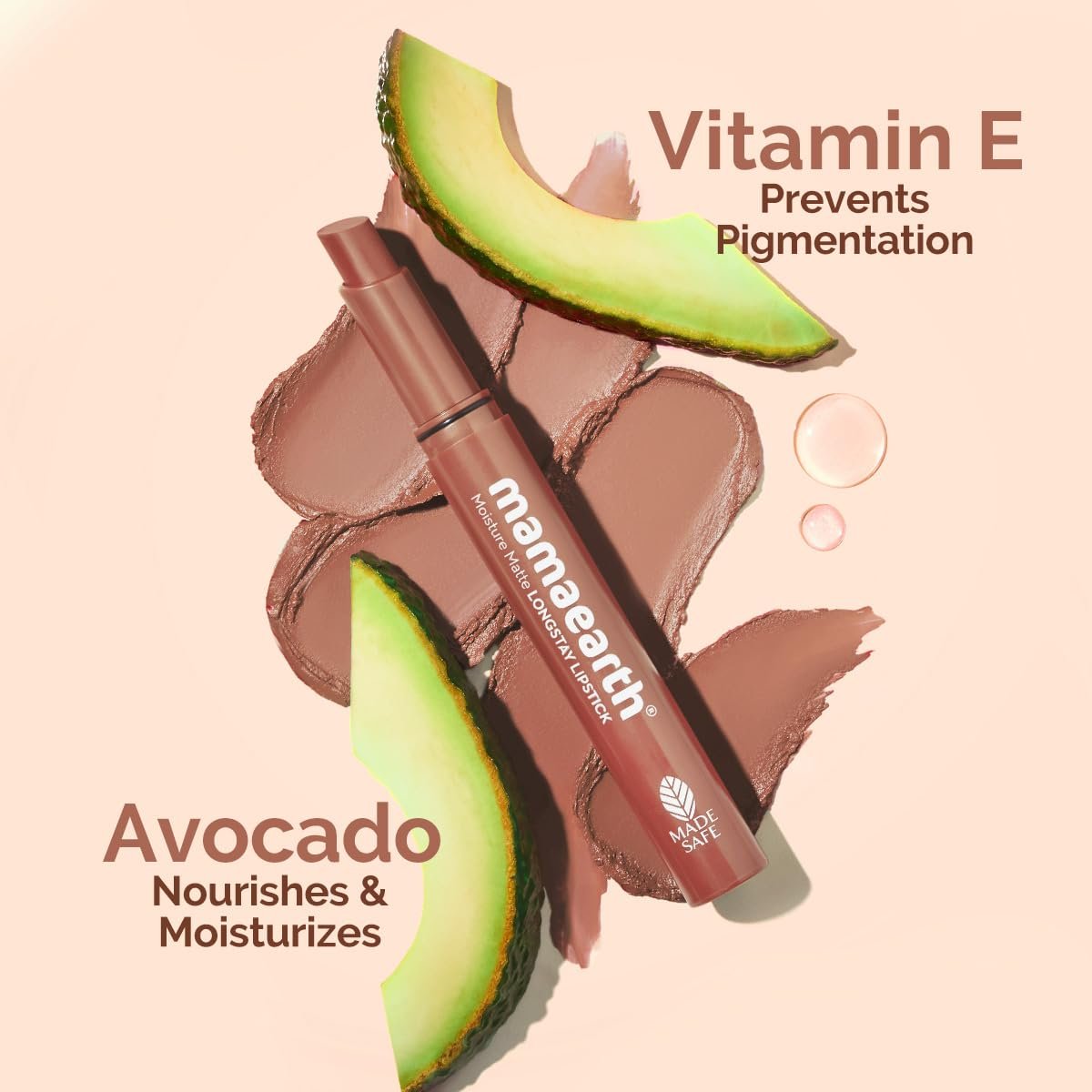 Mamaearth Moisture Matte Longstay Lipstick With Avocado Oil & Vitamin E For 12 Hour Long Stay-04 Cinnamon Nude - 2 G thumbnail