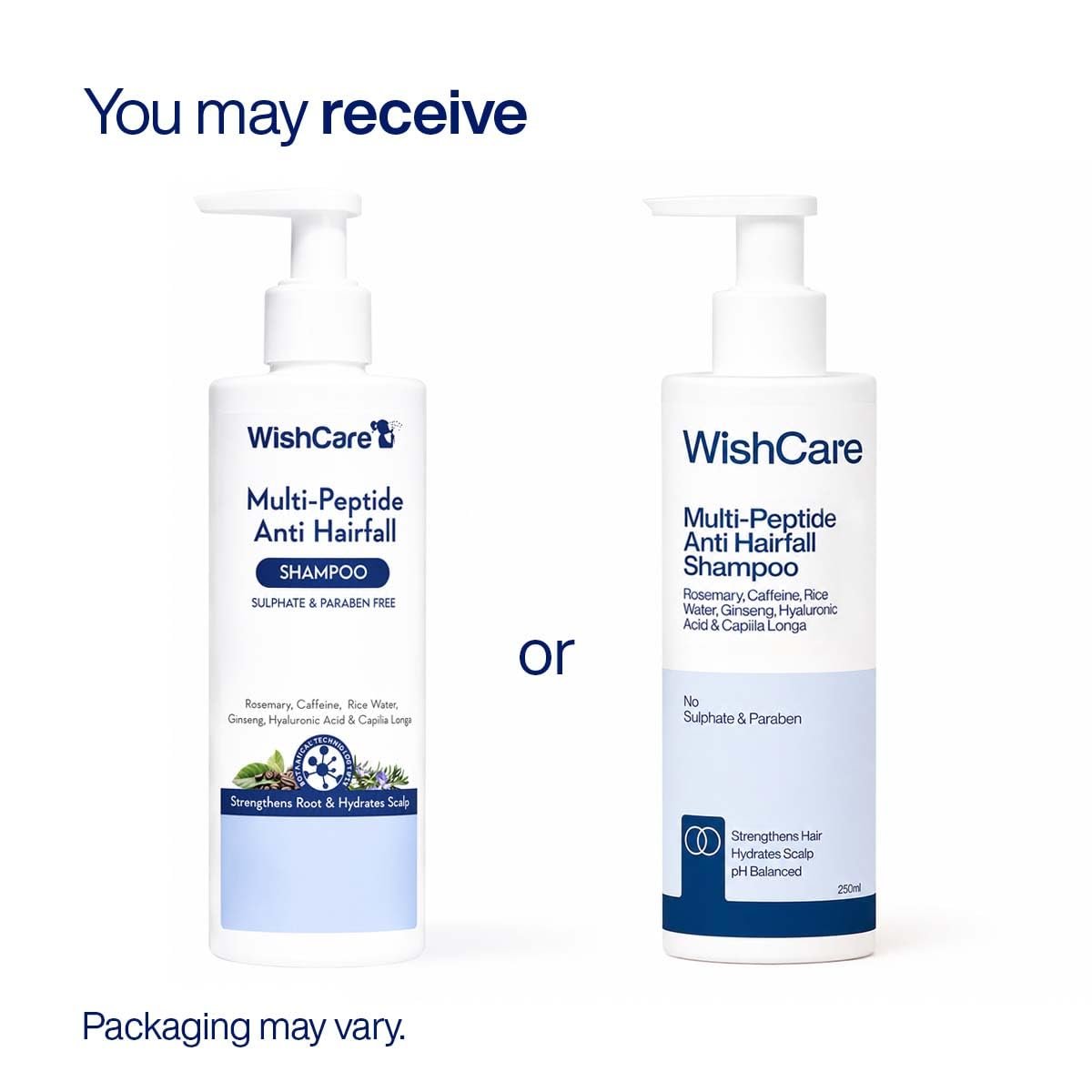 WishCare Multi Peptide Anti Hairfall Shampoo For Frizzy and Dry Hair | Controls Hairfall & Promotes Hair Growth | Peptides, Rice Water, Rosemary & Caffeine | or All Hair Types | 250ml thumbnail