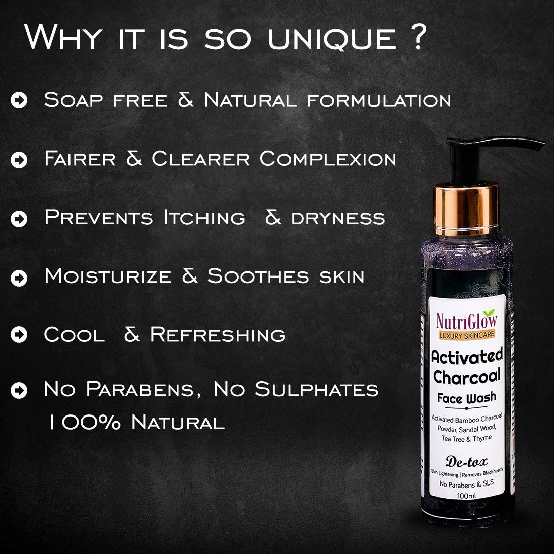 NutriGlow Activated Charcoal Face Wash 100ml thumbnail