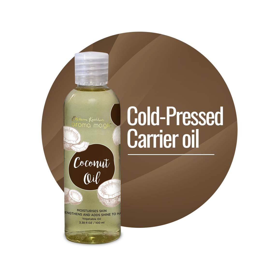 Aroma Magic Coconut Oil Hydrates & moisturises your skin, strengthens hair with shine, & heals burns, wounds and infections -100ml