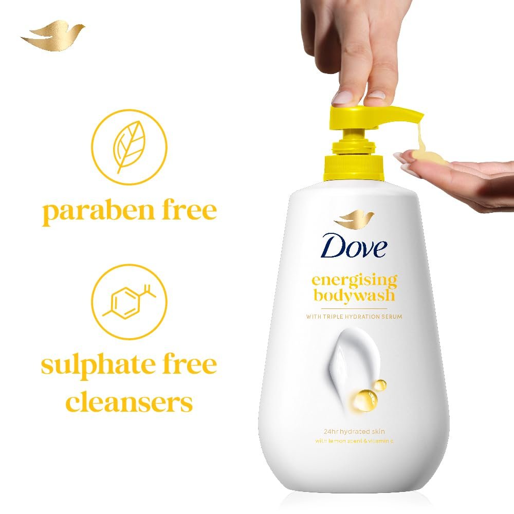 Dove Energising Lemon & Vitamin C Body Wash – 800ml Bottle | Refreshing Cleansing for Soft, Smooth & Revitalized Skin thumbnail