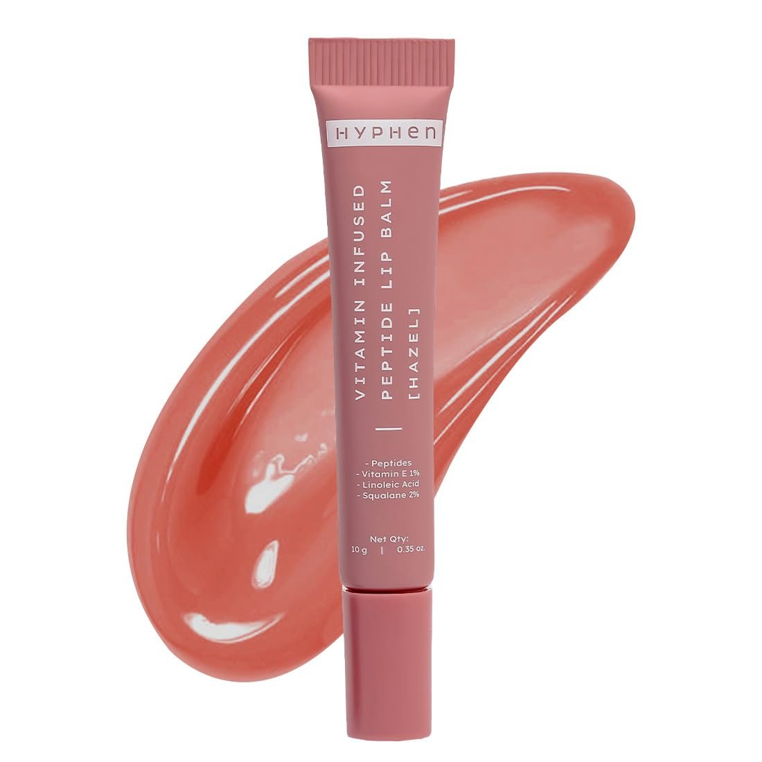 Hyphen Tinted Lip Balm - Hazel | 1% Vitamin E, 2% Squalane & Peptides | Brightening Lip Balm for Dark Lips | 24h Moisturization & Hydration for Dry & Chapped Lips - 10 g, Brown