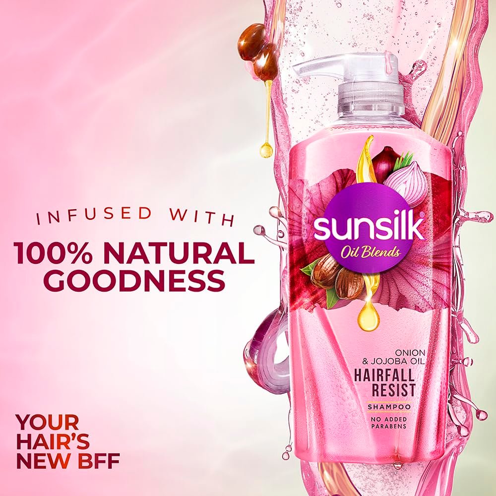 Sunsilk Onion & Jojoba Oil Hairfall Resist Oil Blends Shampoo | with No Added Parabens | (700 ml) thumbnail